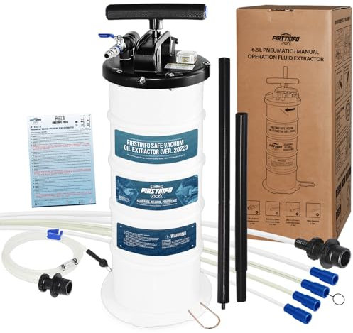 FIRSTINFO A1102EU | 6,5L | Patentierte dritte Generation | Flüssigkeitsabsauger | Ölabsaugpumpe | Absaugpumpe | mit 6 Schläuchen | Pneumatisch & Manuell