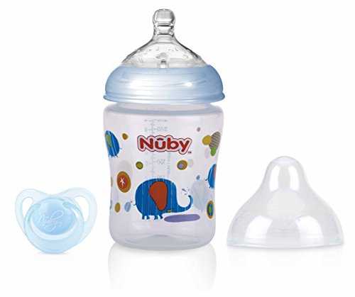 Nûby ID68057BLUE Weithalsflasche PP, 270 ml, blau