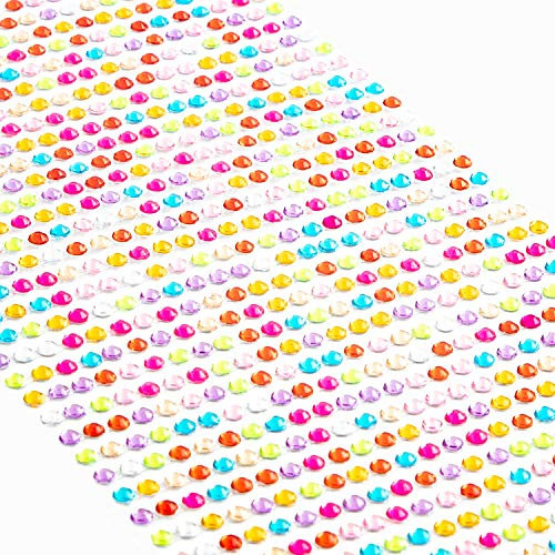 Movoja Bunte Strasssteine - runde Glitzersteine 1200 Stück 3 mm selbstklebend zum Verzieren und Basteln | Schmucksteine zum aufkleben | Steinchen Dekosteine Bastelsteine Bunt