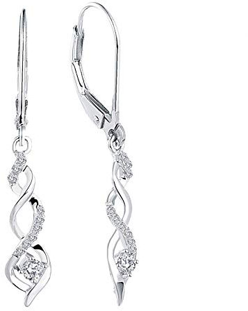 JO WISDOM Damen hängende ohrringe Unendlichkeit infinity silber 925 mit 3A Zirkonia Kristall April Geburtsstein,Schmuck für Frauen