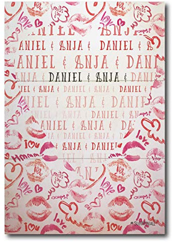 Sunnywall Auswahl Herz mit Pattern (Love) Holzbild Name & Name personalisiert Geschenk Namen Holzschild, 28,5 x 20 cm aufhängen o. hinstellen Valentinstag Liebe Hochzeit Dankeschön Wandbild Jahrestag