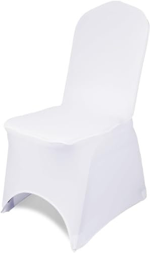 Trimming Shop Stuhlhussen für Hochzeit, Spandex, gewölbte Vorderseite, Stretch-Stoff, abnehmbar, waschbar, schützende Universal-Schonbezüge für Hochzeitsbankett, Weihnachtsfeier, Dekoration, weiß, 100