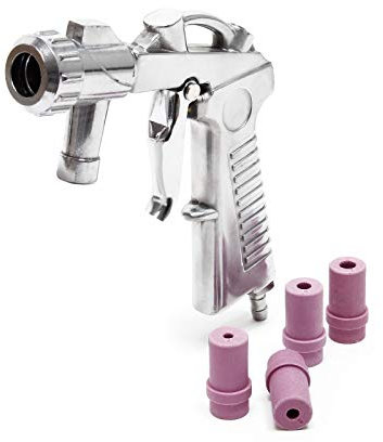 Wiltec Pistola sabbiatrice con 4 ugelli 4/5/6/7mm, 2-8 bar, per sabbiatura ad aria compressa