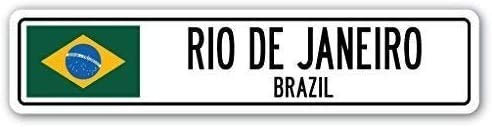 TNND Lustiges Schild Geschenk Rio de Janeiro, Brasilien Straßenschild brasilianische Flagge Stadt Wandschild Dekoration Straßenschild 10,2 x 40,6 cm