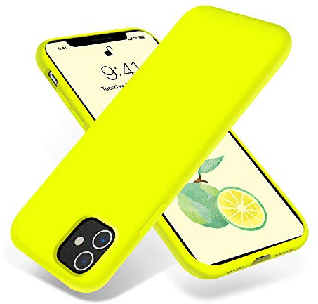 OTOFLY Compatible with iPhone 11 Case,ultra slim fit iPhone case liquid silicone gel cover with full body protection anti-scratch shockproof case,Fluorescent Yellow