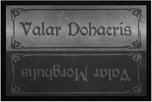 MoonWorks® Fußmatte Aufdruck Valar Dohaeris Valar Morghulis Zitat Fantasy-Serie rutschfest & waschbar schwarz 60x40cm