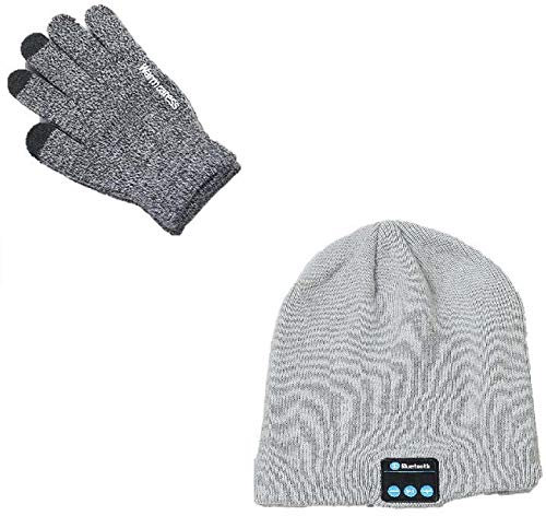 Pack Hiver pour XIAOMI Redmi 9 Smartphone (Gants Tactiles + Bonnet Bluetooth avec Ecouteurs Integres) (Gris)