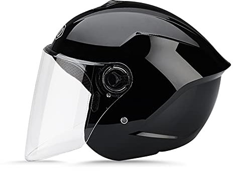 LIONCIANO Motorradhelm Mit Schutzbrille, Jethelm Roller-Helm Scooter-Helm Moped Mofa-Helm Chopper Vintage, Hat Den Verkehrssicherheitstest Bestanden, Um Die Kopfsicherheit Wirksam Zu Schützen(Schwarz)