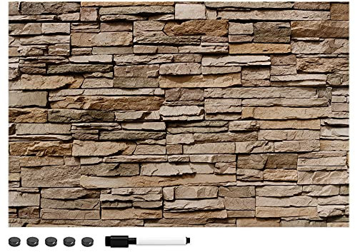 Navaris Magnettafel Magnetpinnwand Memoboard zum Beschriften - 60x40 cm Notiztafel div. Designs - Tafel abwaschbar mit Halterung Magneten Stift