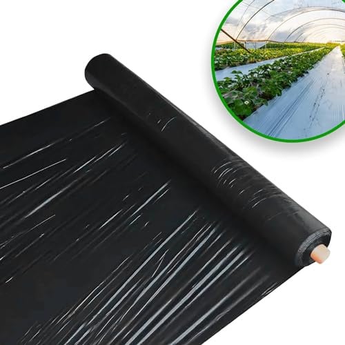 ESTO Mulchvlies ohne Loch, verschiedene Größen bis zu 1000 Meter, schwarze Mulchfolie, elastisches Gewebe gegen Unkraut, 80 cm/200 m