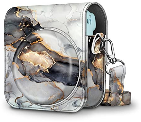Fintie Tasche für Fujifilm Instax Mini 11 Sofortbildkamera - Premium Kunstleder Schutzhülle Reise Kameratasche Hülle Abdeckung mit abnehmbaren Riemen, Trüber Marmor