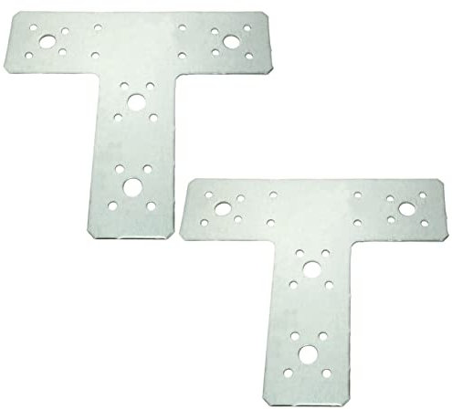 AERZETIX - C58425 - Juego de 2 Placas de montaje en forma de T perforadas 160x140x45x2.5mm - 4 agujeros x Ø10mm y 20 agujeros x Ø4mm - en acero galvanizado