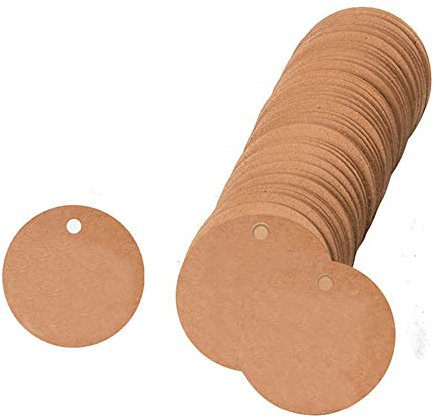 GIVBRO Blanko-Geschenkanhänger, Kraftpapier, zum Aufhängen, runde Karten für Süßigkeitenschachteln, Dekoration, 3 cm, 100 Stück