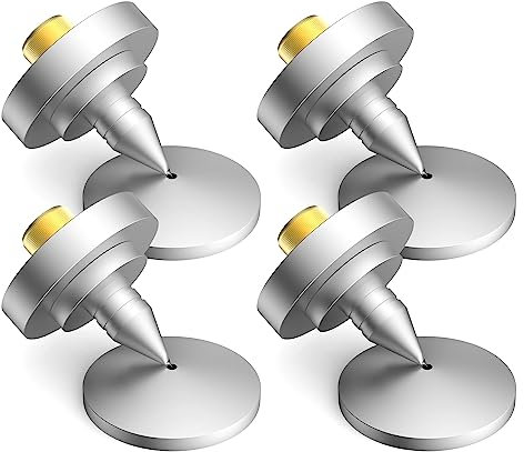 Tertullus 4 Pcs Aluminum Speaker Spike+Speaker Isolation Feet Top Pad Turntable Isolation Feet for Amplifier Speaker Turntable Player (BRASS-SPIKES)