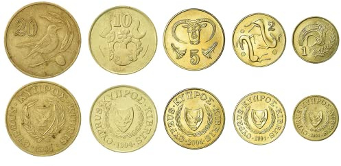 Cyprus 5 Mixed Coins | 1-50 Cents | Cypriot Currency Since 1963