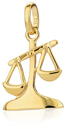 NKlaus Kettenanhänger Waage Sternzeichen 333 Gelb Gold 8 Karat 13x11mm Horoskop Zodiak 8859