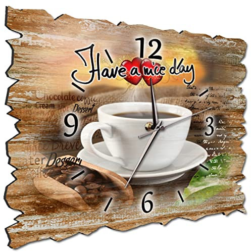 Bilder-Manufaktur BM Holz Funk Quarz Quarzwanduhr Wanduhr Funkwanduhr Funkwanduhren Funkuhr Funkuhren kein Ticken lautlos geräuschlos leise ohne Tickgeräusche groß XXL H3a-10211-funk