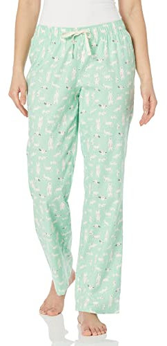 Amazon Essentials Pantalon De Pyjama en Flanelle Femme, Vert Menthe Animaux de la Forêt, S