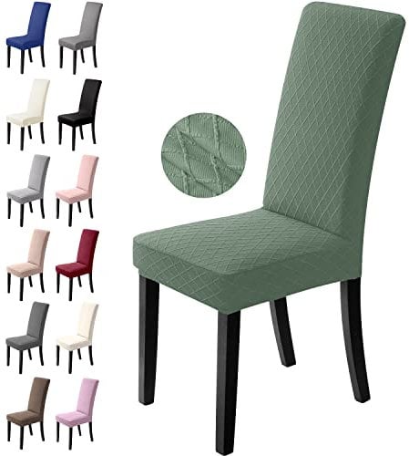 BalladHome Stuhlhussen 4er Set Stretch Stuhlbezug Stuhlüberzug Esszimmerstühle Bezug Universale Elastische Hussen waschbar Abnehmba für Hotel, Bankett, Büro, Partys Deko (4 Stück, Grün)-L
