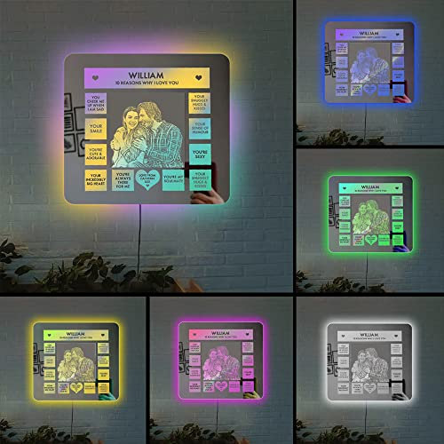 Personalisierte quadratische Foto Led Spiegel Licht benutzerdefinierte Neon-Schilder für Wanddekoration leuchtet USB-Acryl-LED-Schild Raumdekoration