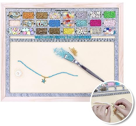 hobbyworker Beading Mat,Bead Board with Wooden Tray for Seed Beads | Bead Board Tray，Seed Beading Mat for Jewelry Making