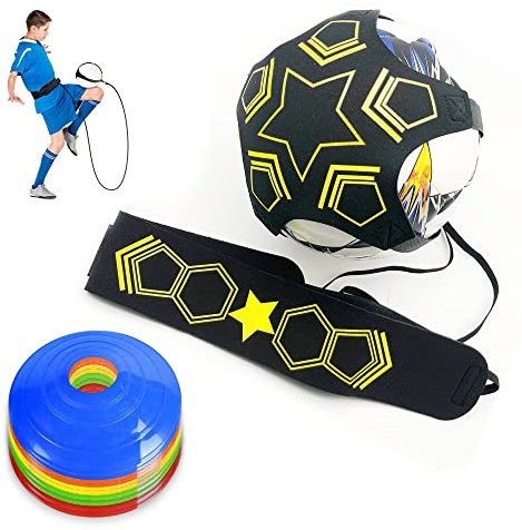 CGLRybO Fußball Kick Trainer mit Markierungshütchen Set, Fussball Trainingszubehör für Kinder Anfänger und Erwachsene,Fußball Trainingshilfe Solo Praxis,Universal passt#3#4#5