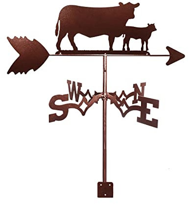 JESSAH Wetterfahne Kuh und Lamm Angler Haustier Hund Silhouette Wetterfahne Wetterfahne Kunst Dekor Edelstahl Langlebige Messwerkzeuge Wetterhahn Richtungsanzeige für Dachmontage