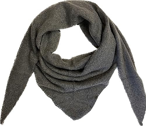 J26 XL Dreiecksschal Winter Unisex Dreieck Schal Uni Farbe Wolle Fashion Stola Tuch (Grau)