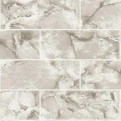 Odeon Marble Tile Neutral Wallpaper - Modern Contemporary Textured - Luxury Vinyl - Bathroom Kitchen