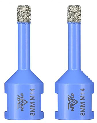 Brocas Diamante para Azulejos 8mm - 2 Piezas Corona Diamante con M14 para Taladrar en seco en Porcelana dura Cerámica Baldosas Granito Mármol Piedra VENJELD