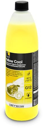 ERRECOM Yellow Cool, Liquido Radiatore Giallo Fluorescente Concentrato, antigelo G12 con Pacchetto inibitore a Base Organica Oat, 1 Litro