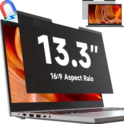 Magnetischer sichtschutz für 13.3 Zoll Laptop 16:9, Abnehmbarer Sichtschutzfolie, Anti Blaulicht Blendschutz Blickschutzfolie Displayschutz für Lenovo Hp Dell Acer Asus Thinkpad Envy Xps