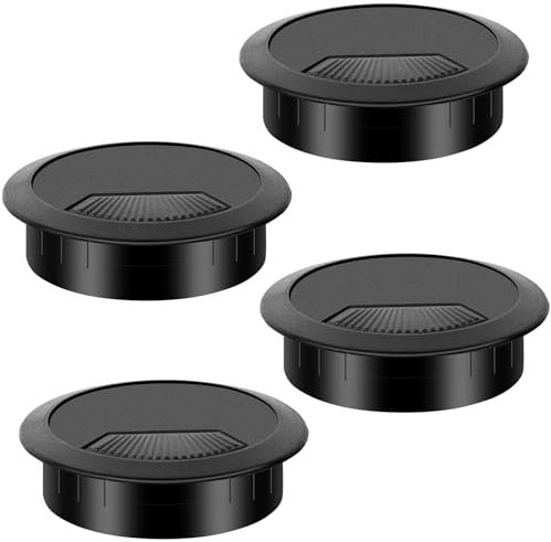 Dawenur 4Pcs Kabeldurchführung Schreibtisch 60mm Kabeldurchlass Kunststoff Kabeldurchführung Schwarz für Tisch Office Schreibtische