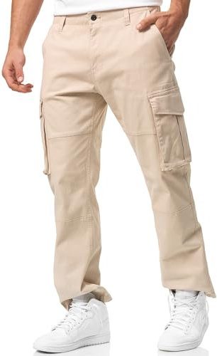 Indicode Herren INMauricio Cargohose aus 98% Baumwolle mit 6 Taschen | Freizeithose für Männer Fog, XL
