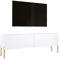 3E 3xE living.com TV- Schrank in Weiß Matt mit Beinen in Gold, A: B: 140 cm, H: 52 cm, T: 32 cm