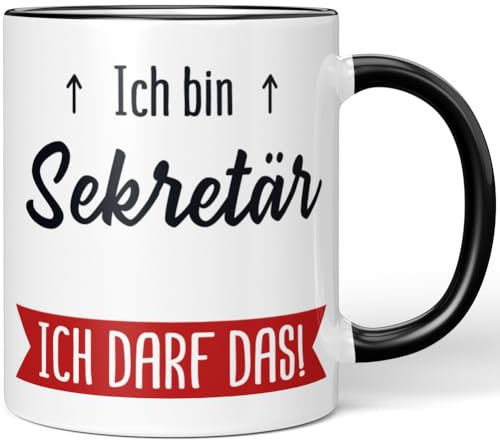 JUNIWORDS Tasse, Ich bin Sekretär. Ich darf das!, Schwarz (5642596)