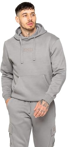 989Zé ENZO Mens Pullover Hoodie Long Sleeve Hooded Top Sweatshirt (UK, Alpha, XL, Regular, Regular, Grey)