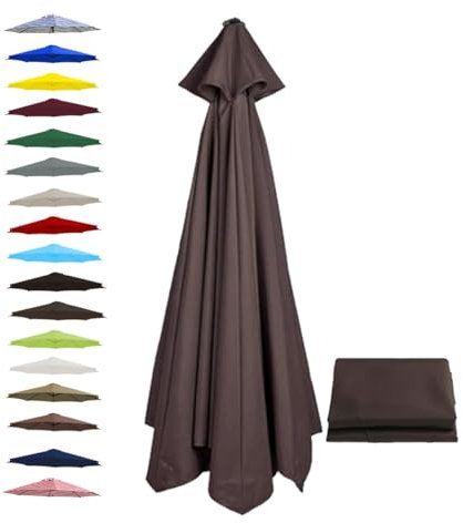 BEEGMA Replacement Parasol Canopy 2.0m 2.50m 2.70m 3.0m Canopy Replacement Top 6 Arms Patio Garden Beach Umbrella Canopy Cover(Color:Coffee,Size:2.50m/8.2FT)