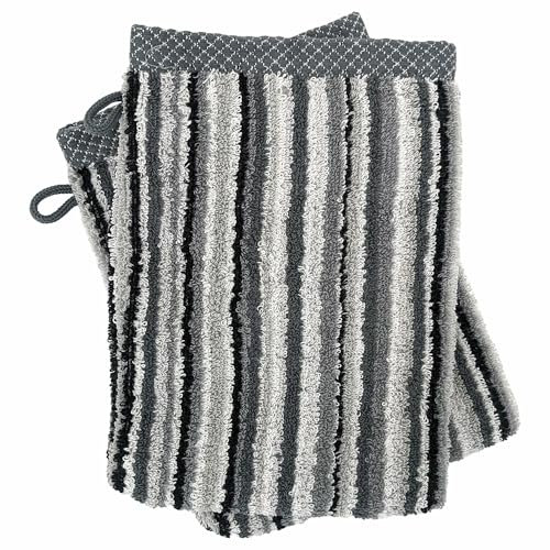 Lot de 2 Gants de Toilette Coton 500 g/m2 Pure Stripes II Gris