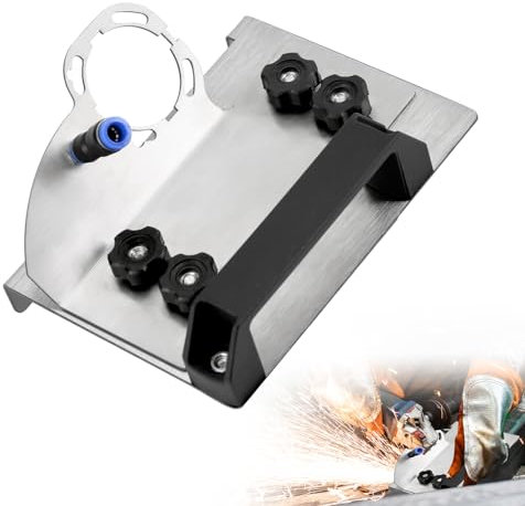 NQEUEPN Angle Grinder Holder, Tile Cutter Attachment, 45° Chamfer Cutting Stand, Adjustable Bracket, Includes Safety Clamping System, Silver, Black
