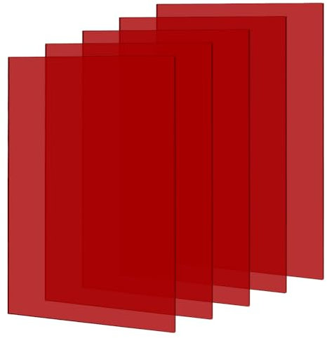 PH PandaHall Lot de 5 feuilles acryliques rouges translucides moulées en acrylique coloré pour couper des panneaux de gravure, projets de bricolage, 30 x 20 cm, 3 mm d'épaisseur
