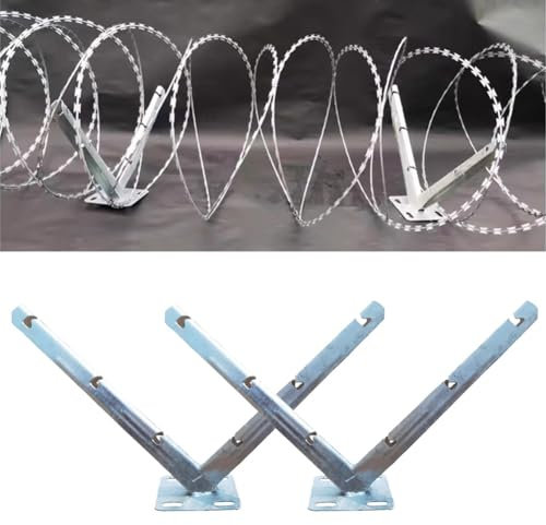 Razor Wire Bracket, Heavy Duty Galvanized V-bracket, Barbed Wire Arm Extensions for Roll Chain Link Fence(2PCS - 55x32 cm)