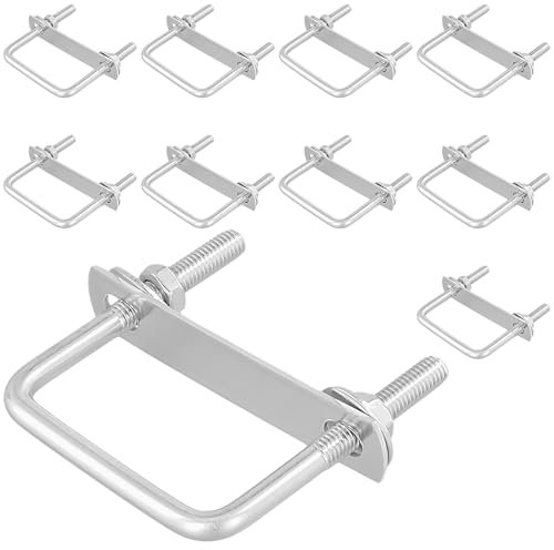 CHUENKUK Lot de 10 boulons en U M8, 80 mm en acier inoxydable, accessoires de boulon en U carrés, pour automobile, plomberie, maison et industrie