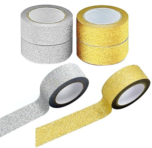 EHDWXVZM 6 Rotoli di Nastro Glitterato, Nastro Decorativo Glitterato, Nastro Decorativo Fai da Te, Strisce Glitterate Adesive, Accessori Decorativi Autoadesivi