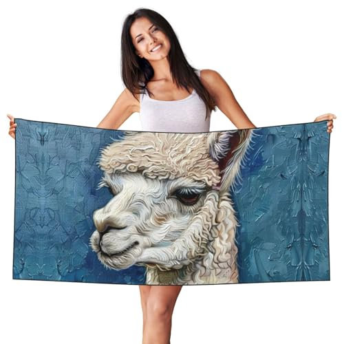 YaWea Strandtuch mit Alpaka-Lama-Druck, Stranddecke für Reisen, Camping, Urlaub, Essentials für Erwachsene, Damen, Herren