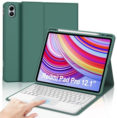 JADEMALL Tastiera con Trackpad per Redmi Pad Pro 12.1 2024, Italiana QWERTY Tastiera Bluetooth Staccabile con Touchpad per Tablet Redmi Pad Pro 12.1 2024, Verde scuro
