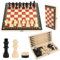 Juego De Ajedrez,3 En 1 Ajedrez Madera,Juego de Ajedrez Portatil Plegable para Niños y Adultos, Juego Ajedrez para Adultos, Juegos al Aire Libre o Regalos - 29 ×29CM (Oscuro)