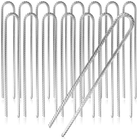 com-four® 16x XL Bodenanker aus massivem Stahl, U-Form 40 cm, Ø 1 cm – verzinkte Erdanker für Zelt, Pavillon, Hüpfburg, Trampolin, auch als Bewehrungsstab für den Boden, stabil & rostfrei