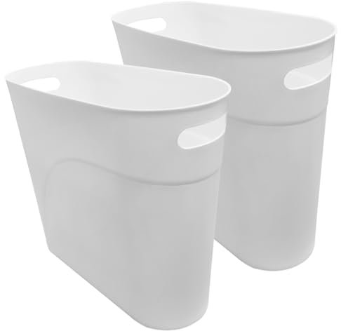 FomCcu Corbeille à papier - En plastique - 10 l - Pour salle de bain, poudre, chambre, salon, bureau - Blanc