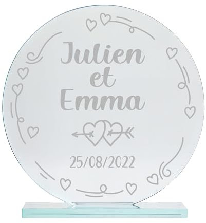 KDO MAGIC - Trophée Personnalisable - Coffret Cadeau Inclus - Trophée Verre personnalisé - Texte, prénom ou Date gravé - Grand Rond - Anniversaire, Employé du Mois, Retraite - Thème Entreprise